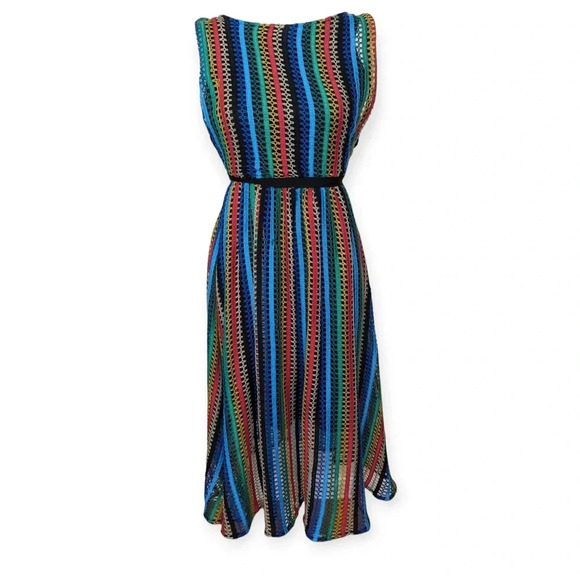 Anthropologie Dresses & Skirts - Anthropologie Midi Dress Eva Franco Multicolored Rainbow Crochet Sleeveless